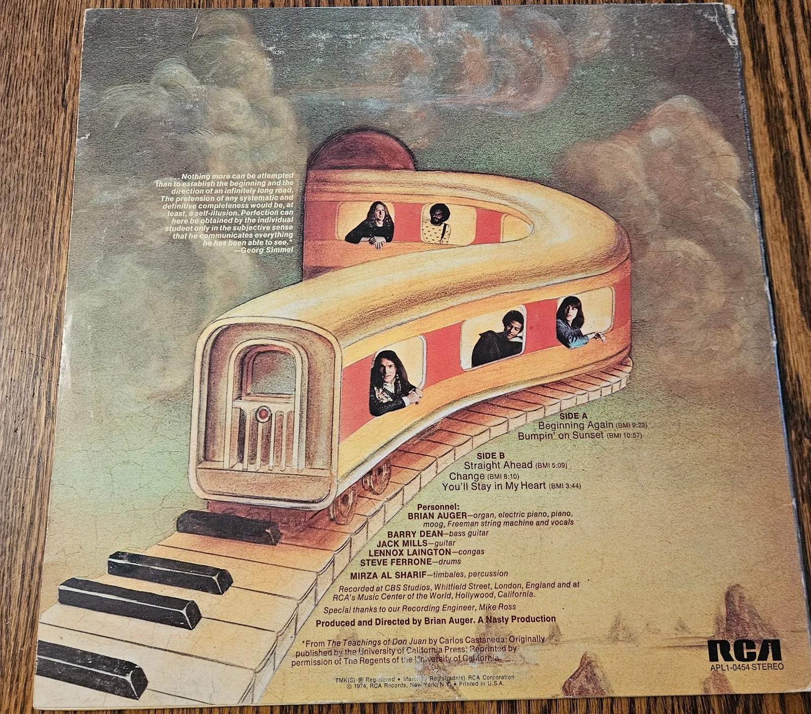 Brian Auger's Oblivion Express SIGNED Straight Ahead LP Cover, image 3