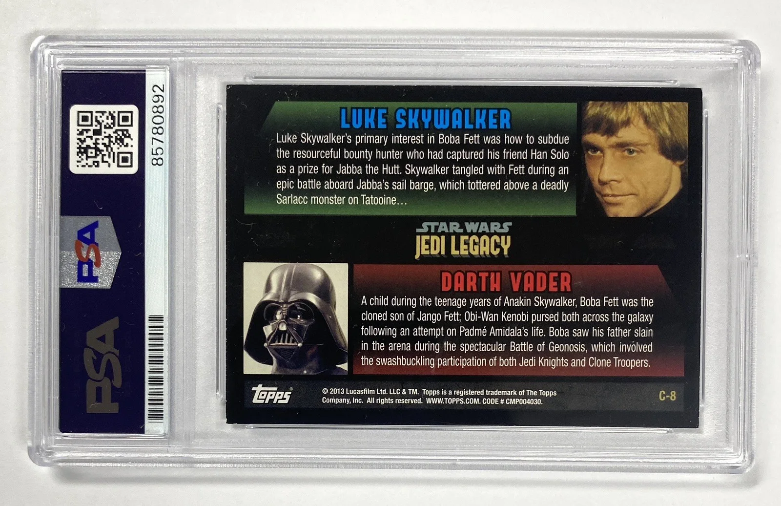 2013 Topps Star Wars Boba Fett #C-8 Trading Card Signed by Jason Wingreen – PSA, image 3