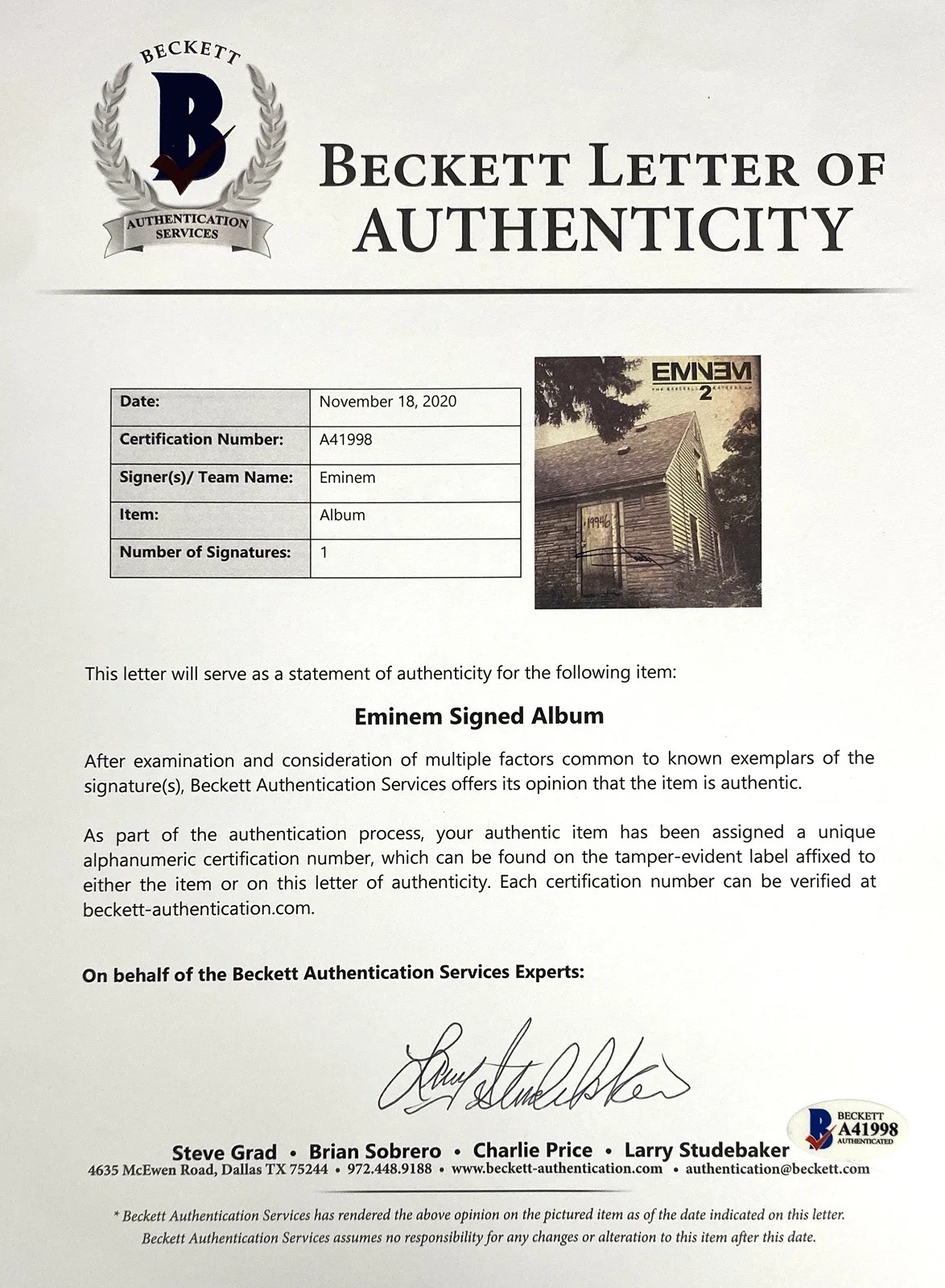 Eminem Signed The Marshall Mathers LP 2 – PSA Mint 9 + Beckett, image 3