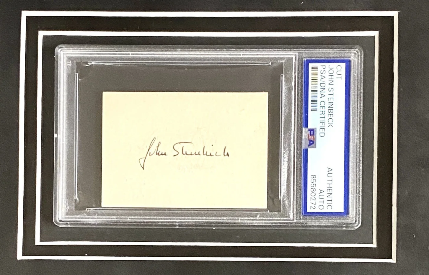 John Steinbeck Signed Piece Framed Display – PSA, image 2