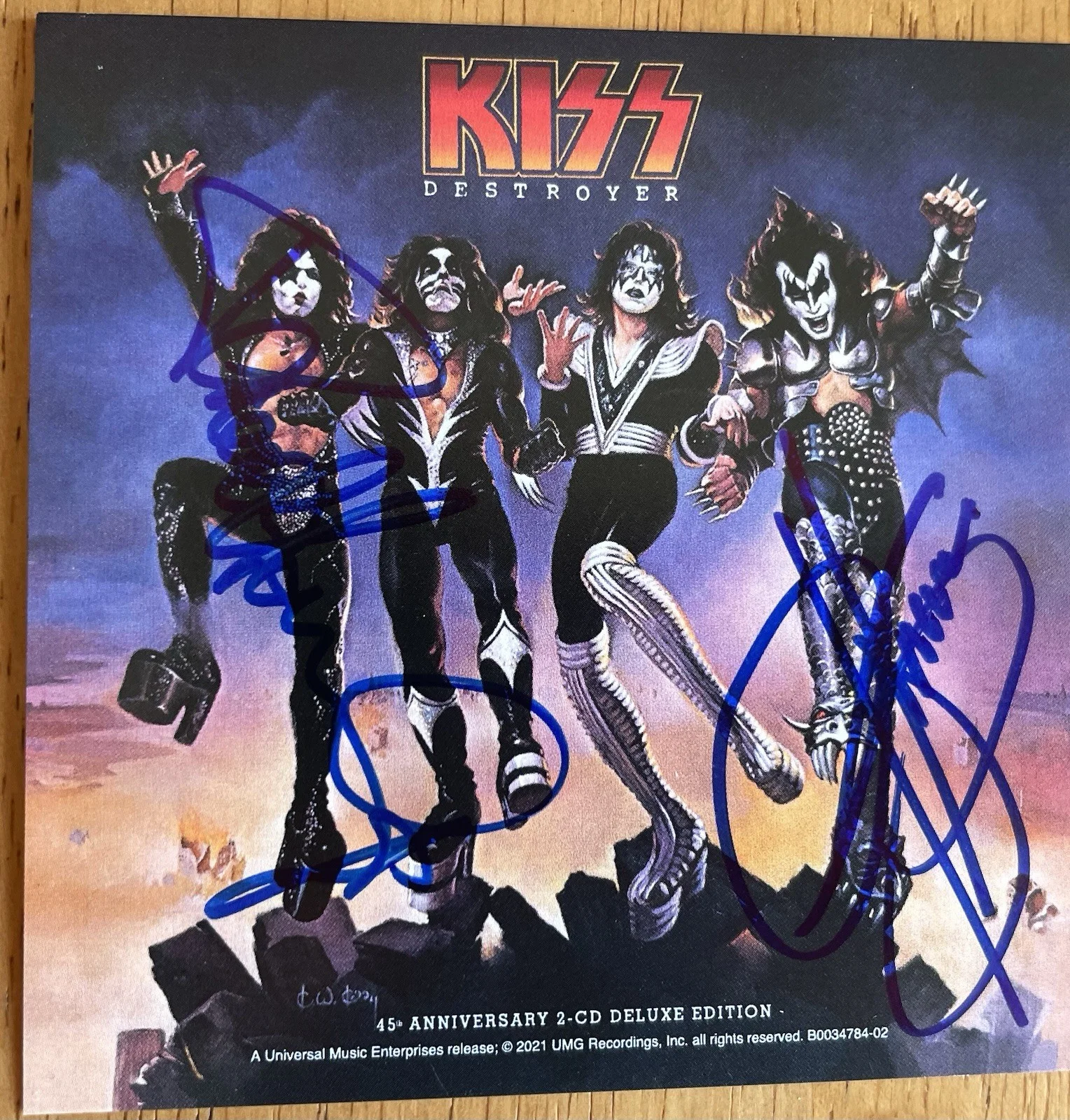 (KISS) Gene Simmons & Paul Stanley Autographed Art Card + Deluxe CD 'Destroyer', изображение 2
