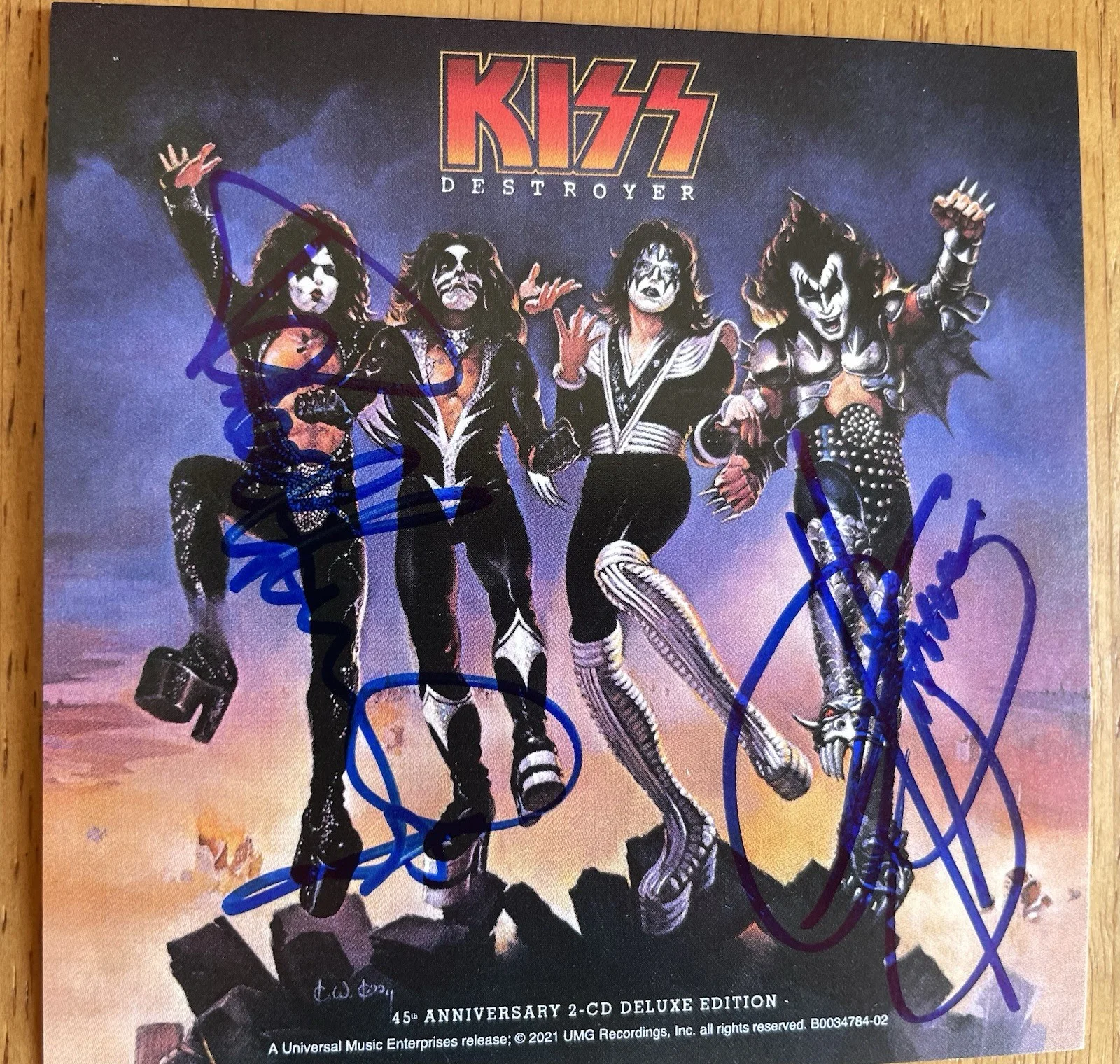 (KISS) Gene Simmons & Paul Stanley Autographed Art Card + Deluxe CD 'Destroyer', изображение 3