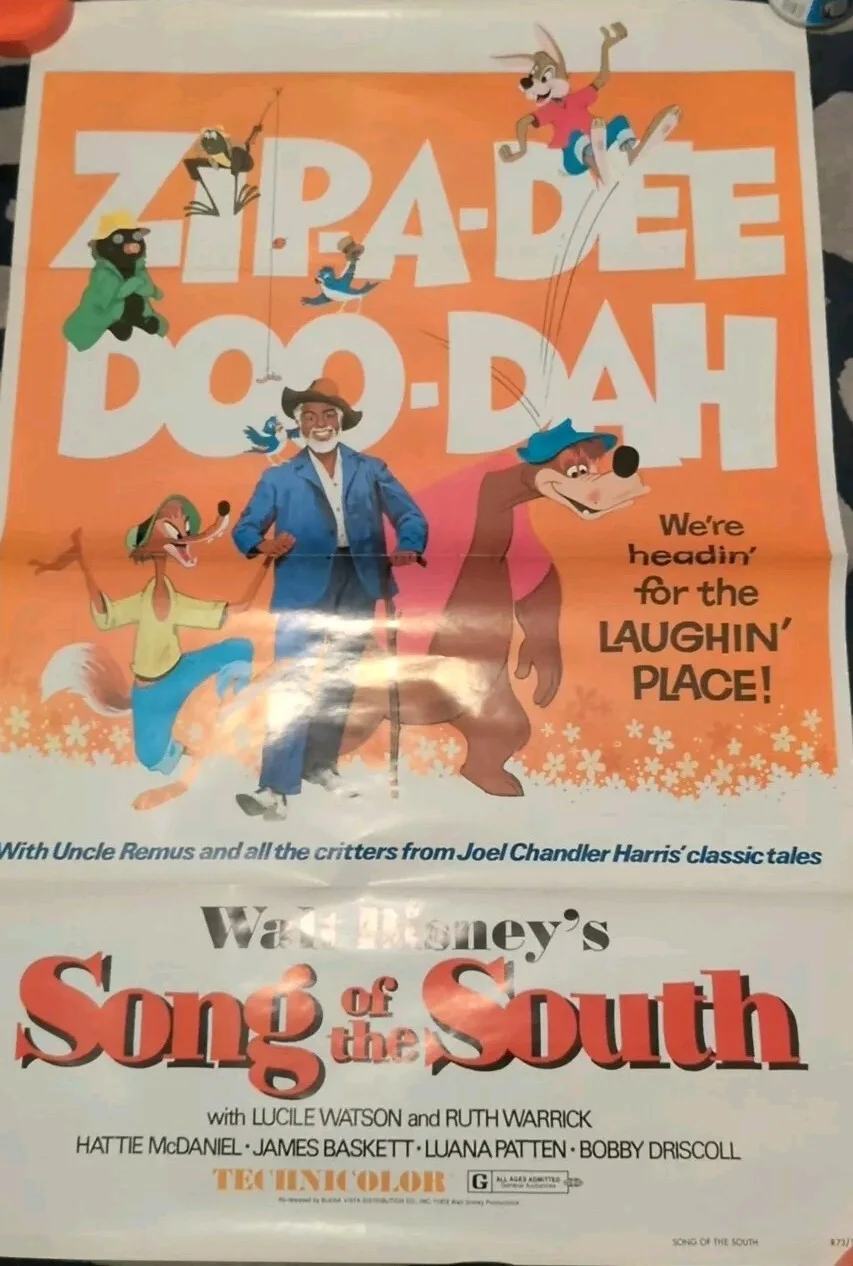 Original 1972 Walt Disney's Song Of The South Movie Poster 1 Sheet 41" X 27", изображение 2