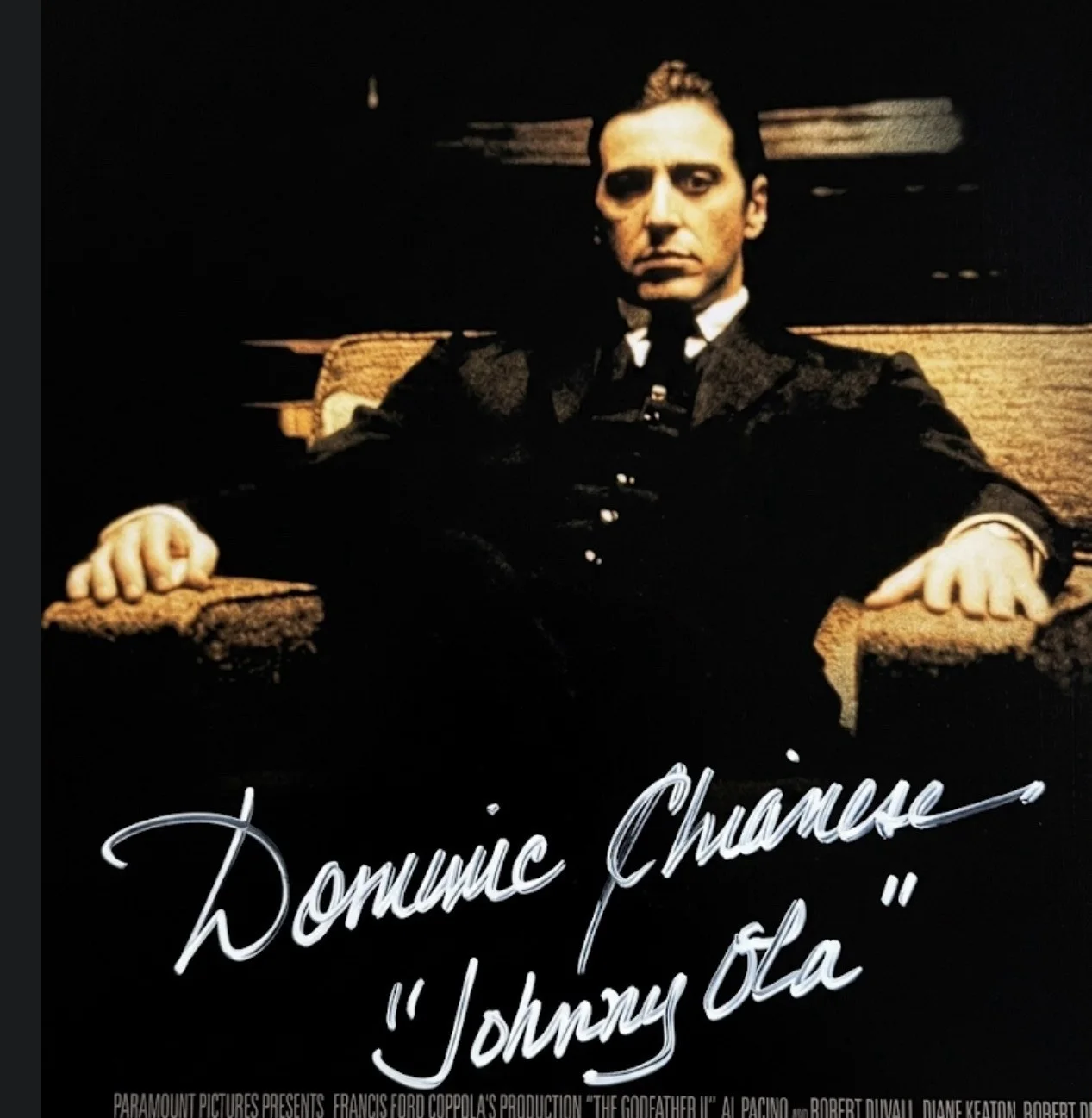 Dominic Chianese — Godfather 11x17 Poster Signed By Dominic Chianese Johnny Ola Inscribed White, изображение 2