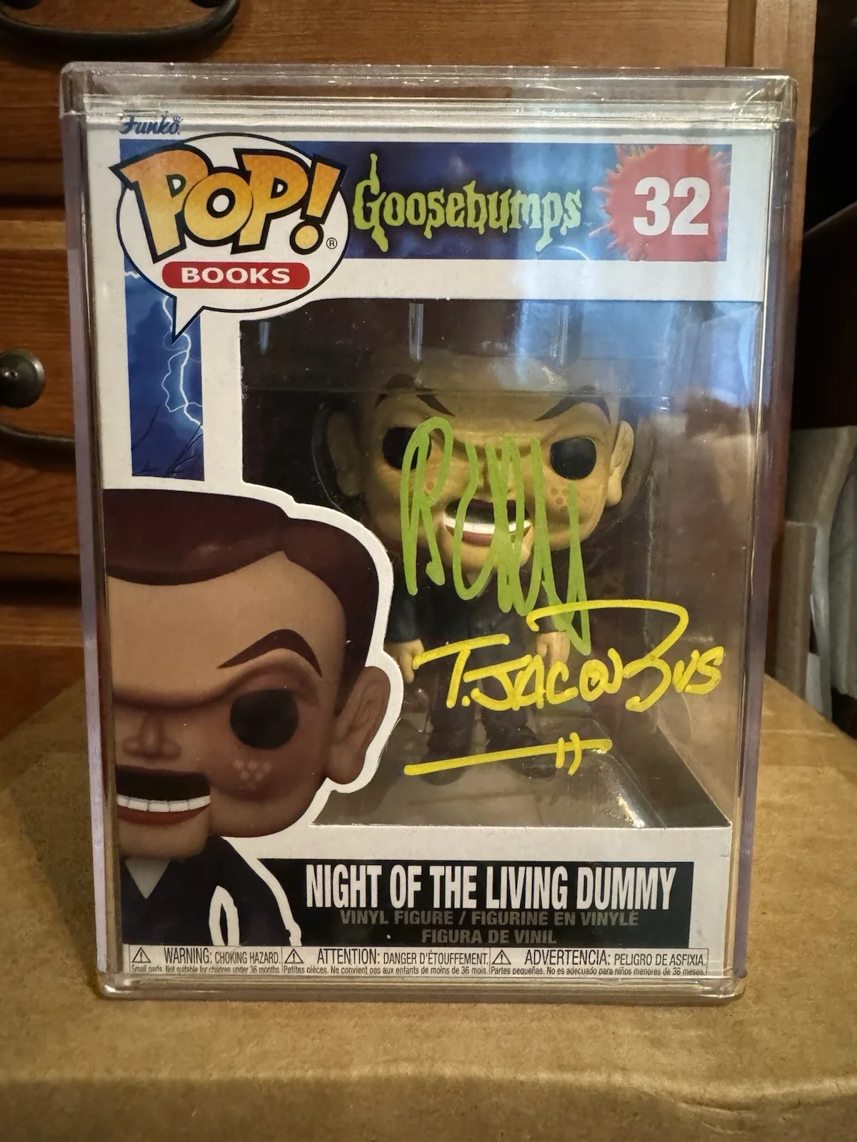 R.L. Stine & Tim Jacobus — Funko Pop Night of The Living Dummy Signed R.L Stine & Tim Jacobus JSA COA