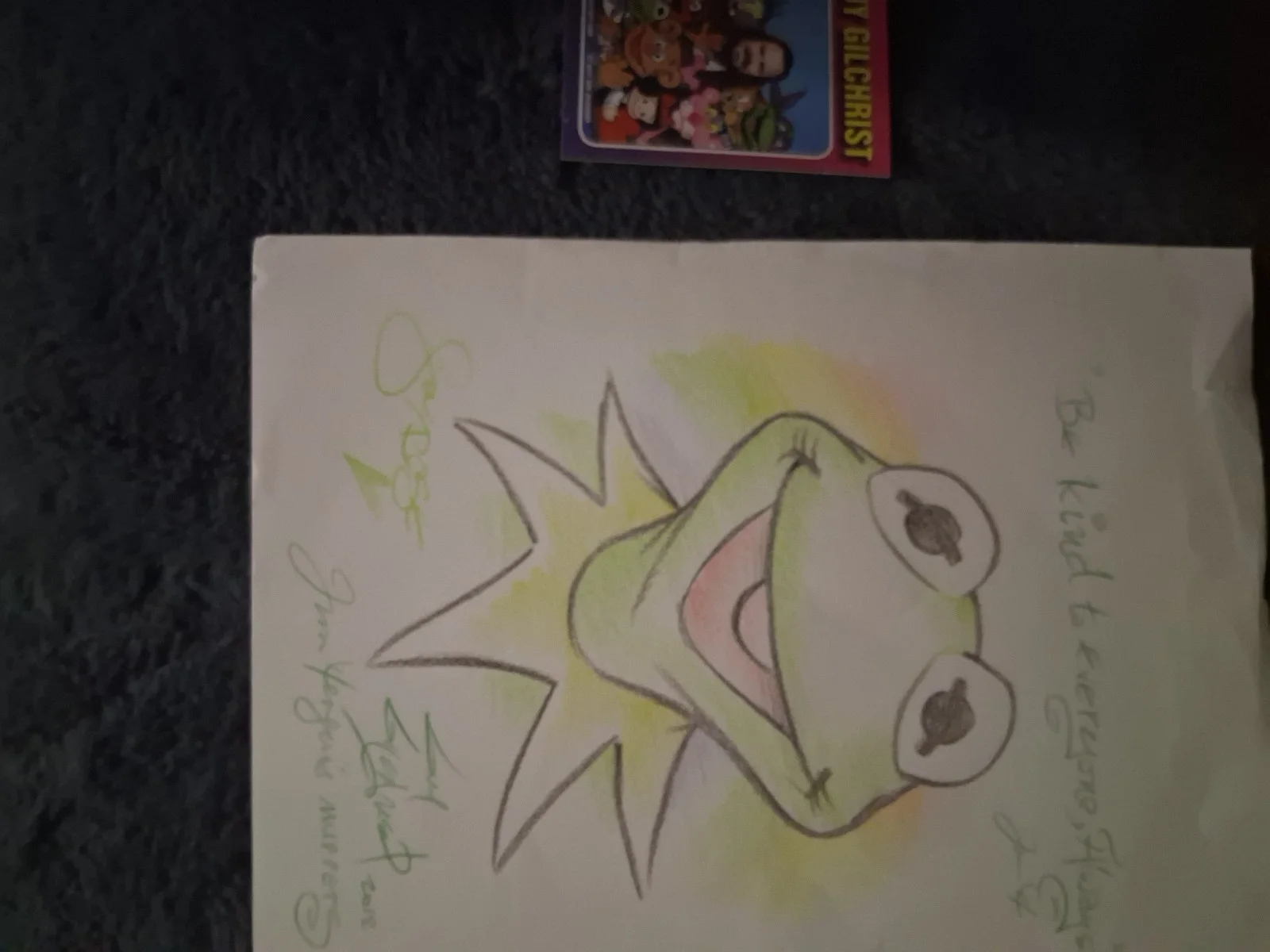 Guy gilchrist — handdrawn autographed picture of kermit the frog by gil gilchrist., изображение 2