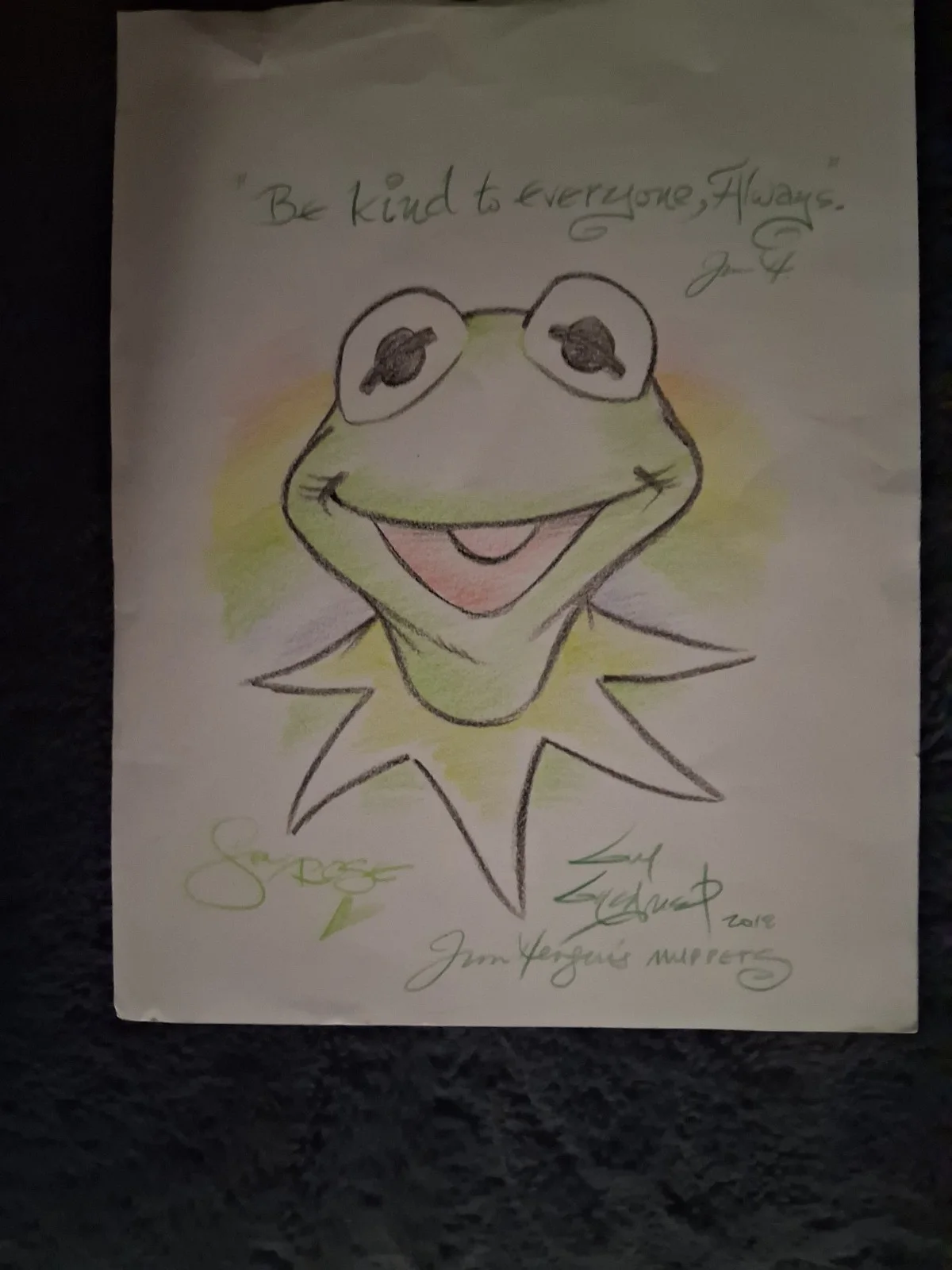 Guy gilchrist — handdrawn autographed picture of kermit the frog by gil gilchrist., изображение 3