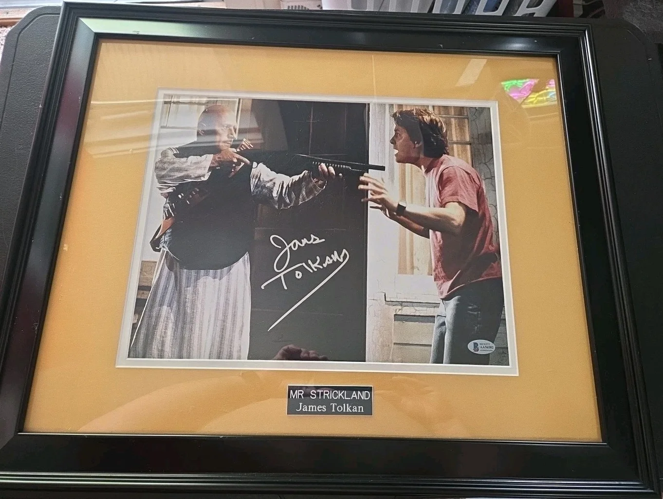 James Tolkan — James Tolkan Signed 11x14 Back To The Future. BAS COA. FRAMED & DOUBLE MATTED