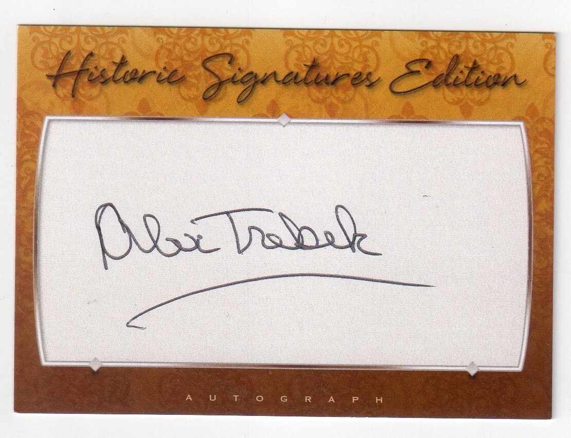 Alex Trebek — ALEX TREBEK Signed Historic Signatures Card - JEOPARDY Host Autograph Auto