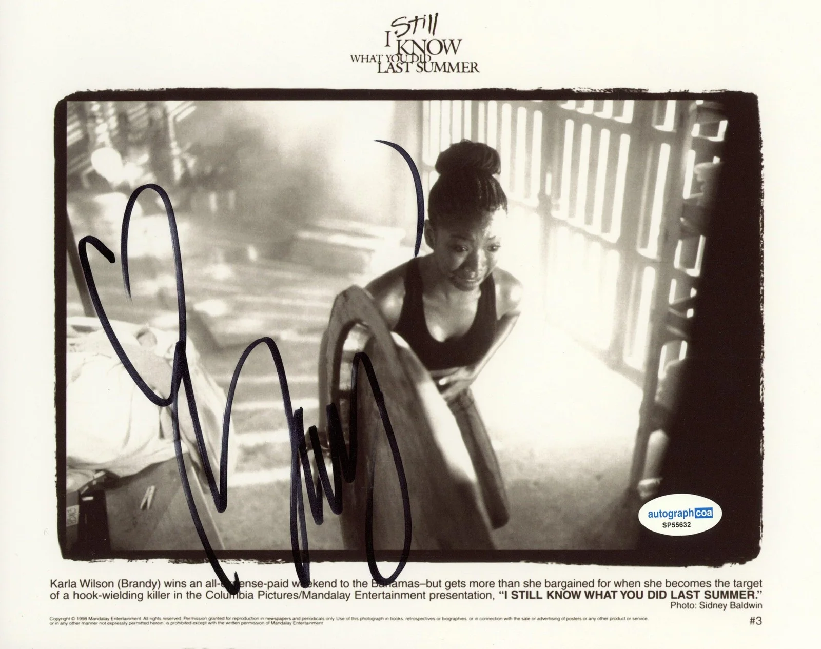Brandy Norwood — Brandy "I Still Know What You Did Last Summer" SIGNED 'Karla' 8x10 Photo ACOA, изображение 2
