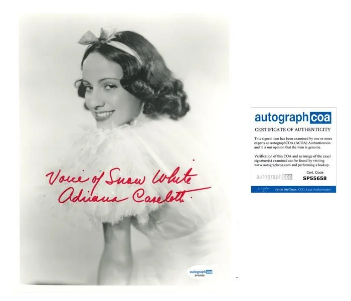 Adriana Caselotti — Adriana Caselotti "Snow White" Voice AUTOGRAPH Signed 8x10 Photo ACOA
