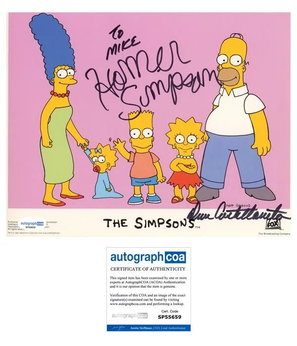 Dan Castellaneta — Dan Castellaneta "The Simpsons" SIGNED 'Homer Simpson' 8x10 Photo 'To Mike' ACOA