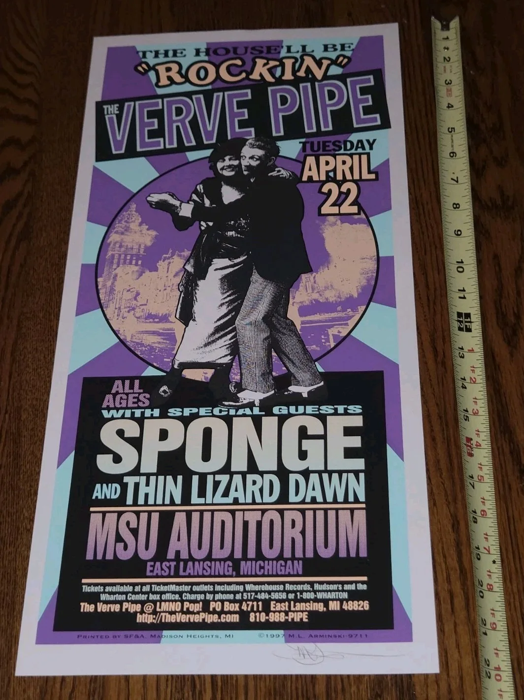 VERVE PIPE & SPONGE~MARK ARMINSKI Signed Silkscreen Lithograph~1997 Michigan, image 2
