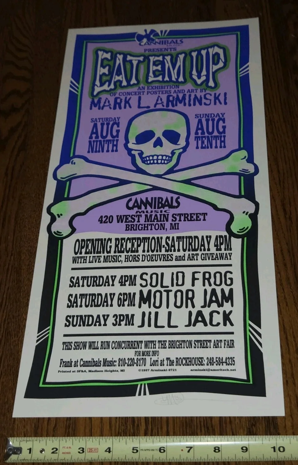 EAT EM UP MARK ARMINSKI Signed Poster Silkscreen Litho 1997 Michigan SOLID FROG, image 2