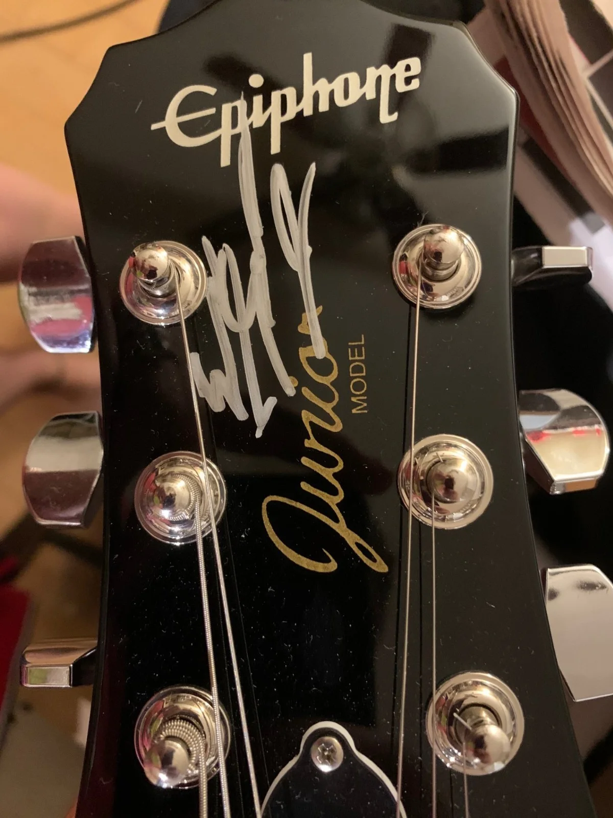 SINGED 2008 Juno Awards Epiphone Guitar by multiple bands, image 4