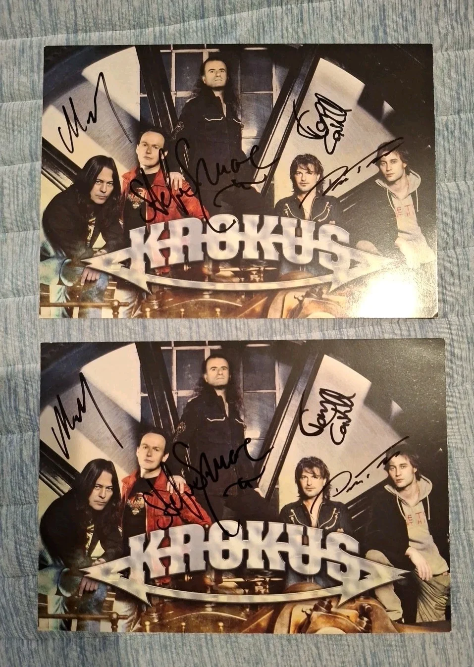 Krokus Original Autographs 2 Picture Cards 5" x 8" 2006 Hell Raiser Marc Storace, изображение 2