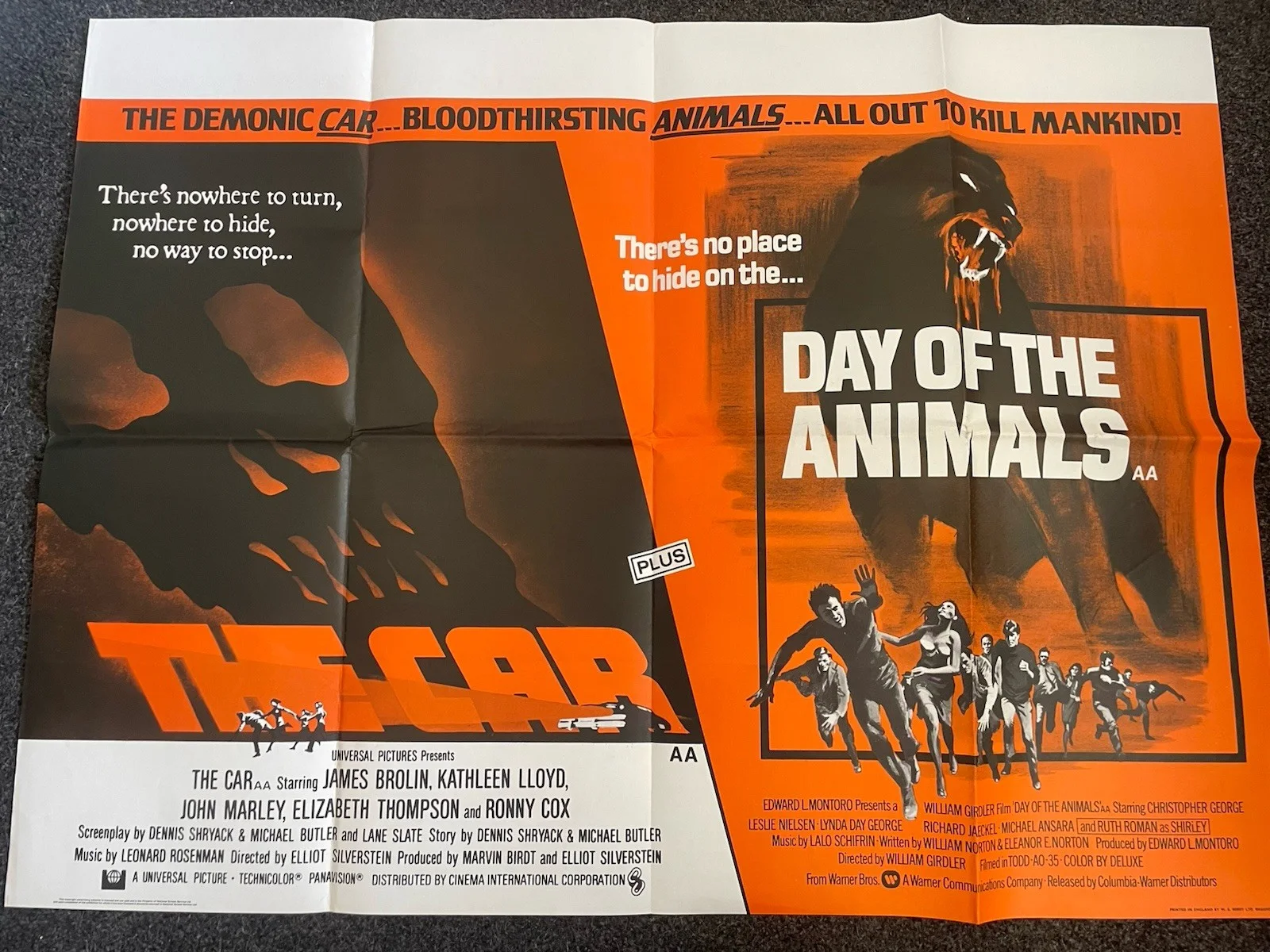 The Car And The Day Of The Animals Double Bill Original Quad Uk Poster, изображение 2