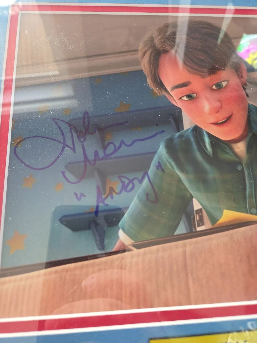 John Morris — Autographed John Morris Signed 8"x10" Photo Andy Toy Story Beckett COA. Framed, изображение 2