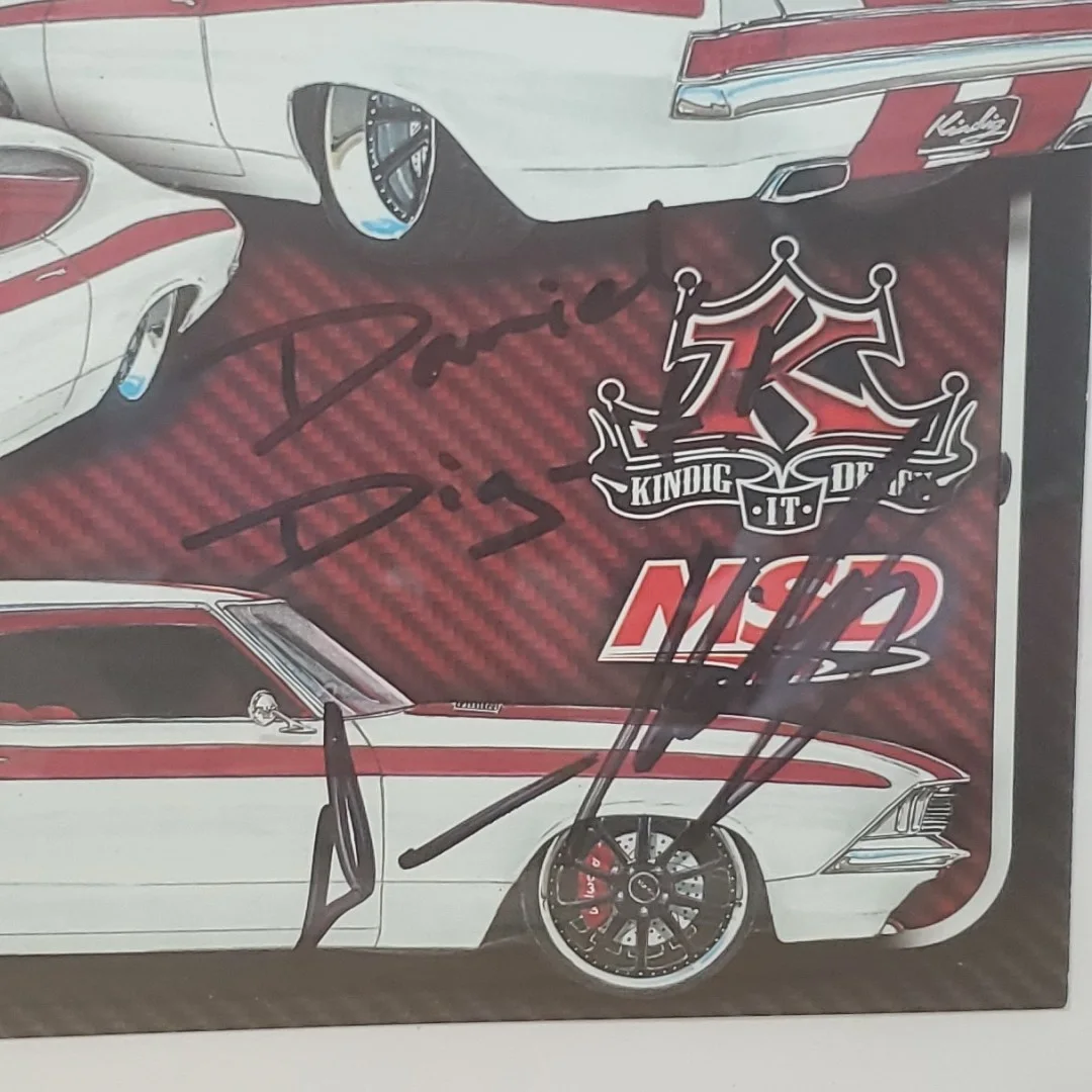 DAVE KINDIG — DAVE KINDIG SIGNED 8.5"×5.5" MSD Atomic SS Card KINDIG IT DESIGNS Framed, image 2