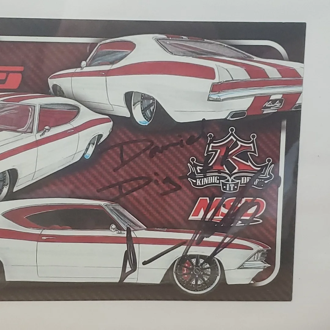 DAVE KINDIG — DAVE KINDIG SIGNED 8.5"×5.5" MSD Atomic SS Card KINDIG IT DESIGNS Framed, image 4