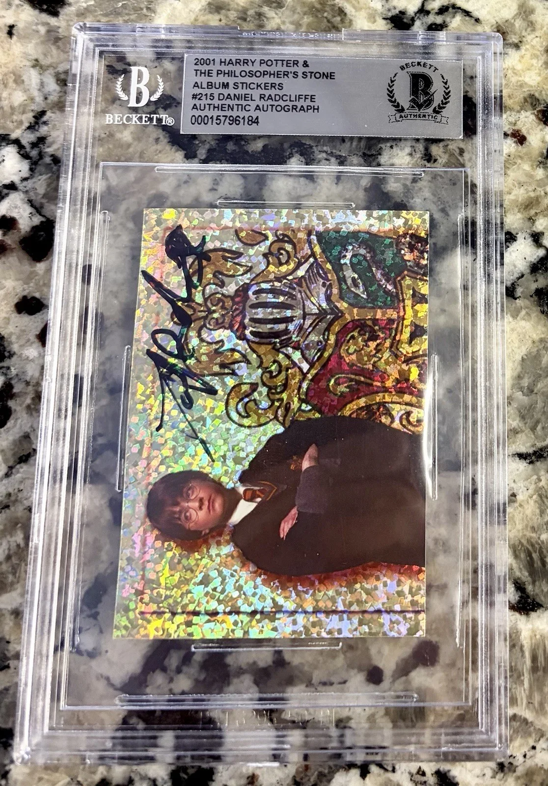 Daniel Radcliffe — Daniel Radcliffe SIGNED Harry Potter 2001 Panini FOIL ROOKIE LOT 215 216 BGS COA, image 2