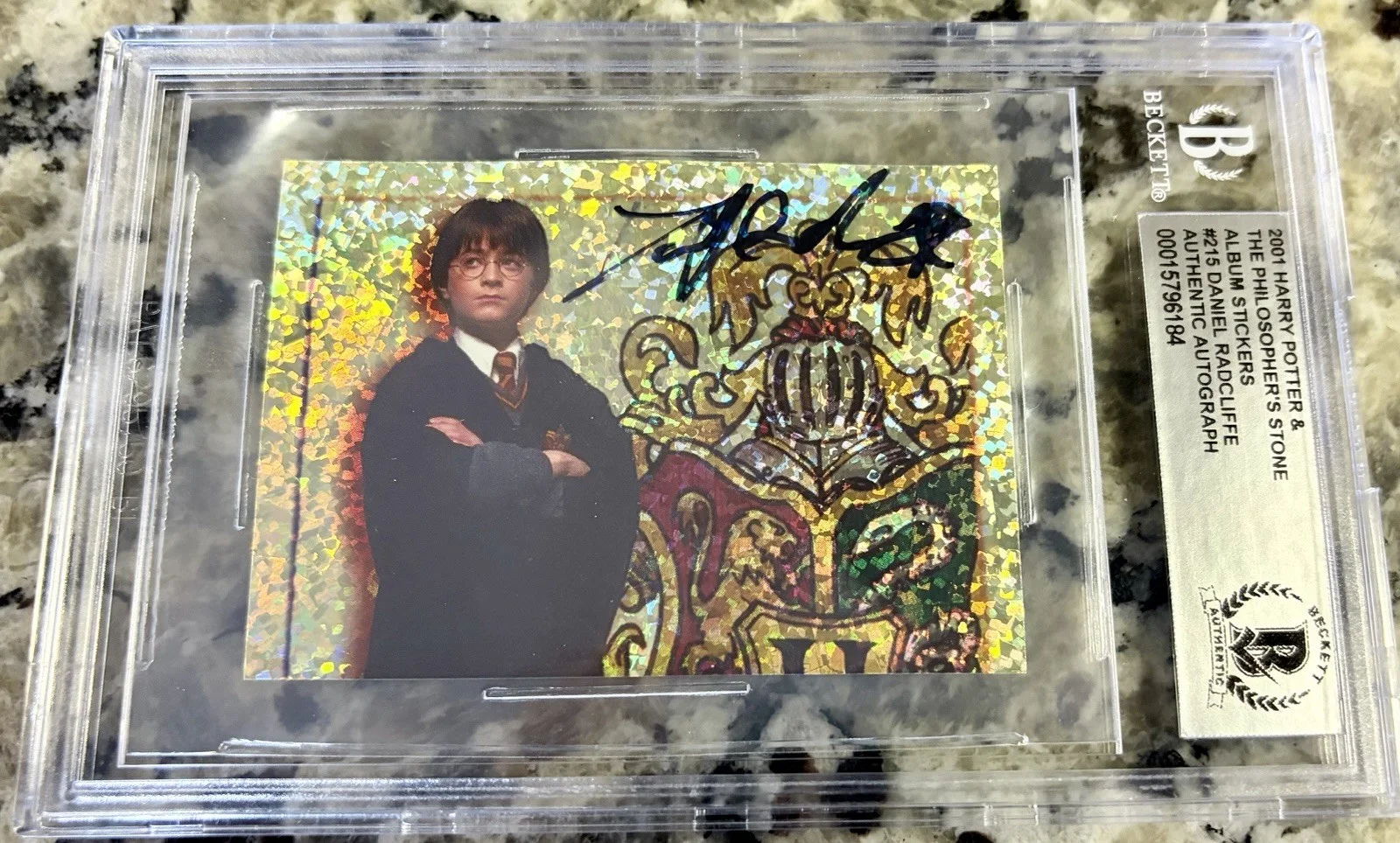Daniel Radcliffe — Daniel Radcliffe SIGNED Harry Potter 2001 Panini FOIL ROOKIE LOT 215 216 BGS COA, image 3