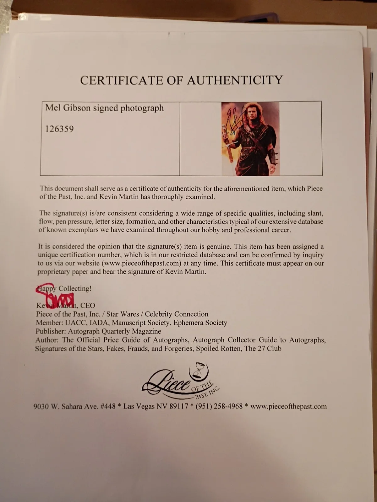 Mel Gibson — MEL GIBSON Signed Autographed 8x10 Photo from BRAVEHEART..COA, изображение 3