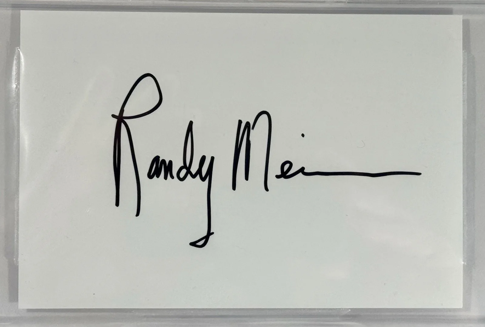 Randy Meisner Eagles signed Index Card Cut Slabbed beckett coa, image 2
