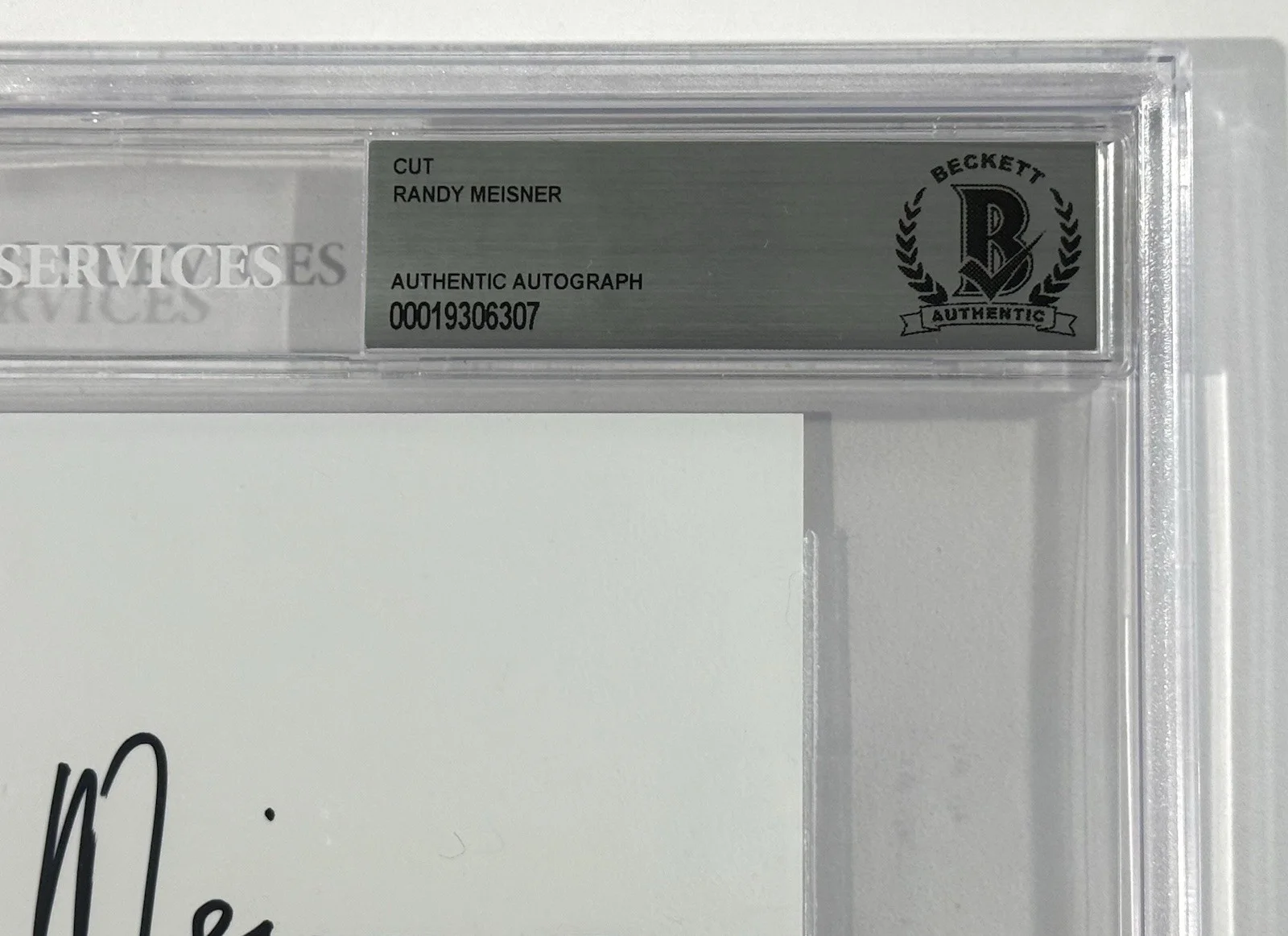 Randy Meisner Eagles signed Index Card Cut Slabbed beckett coa, image 3