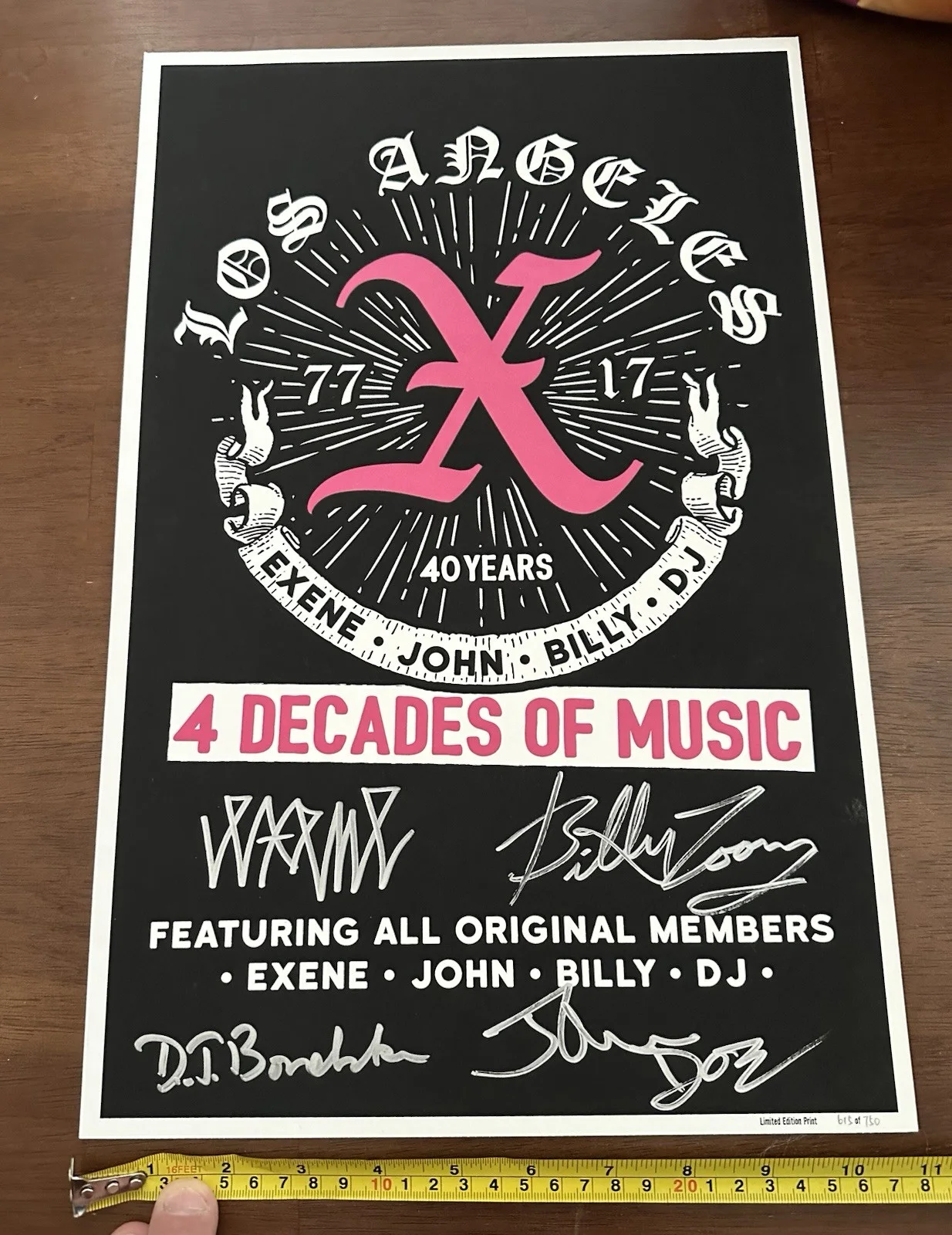X The Band Signed 2017 Tour poster for their 40th anniversary #615/750, image 2