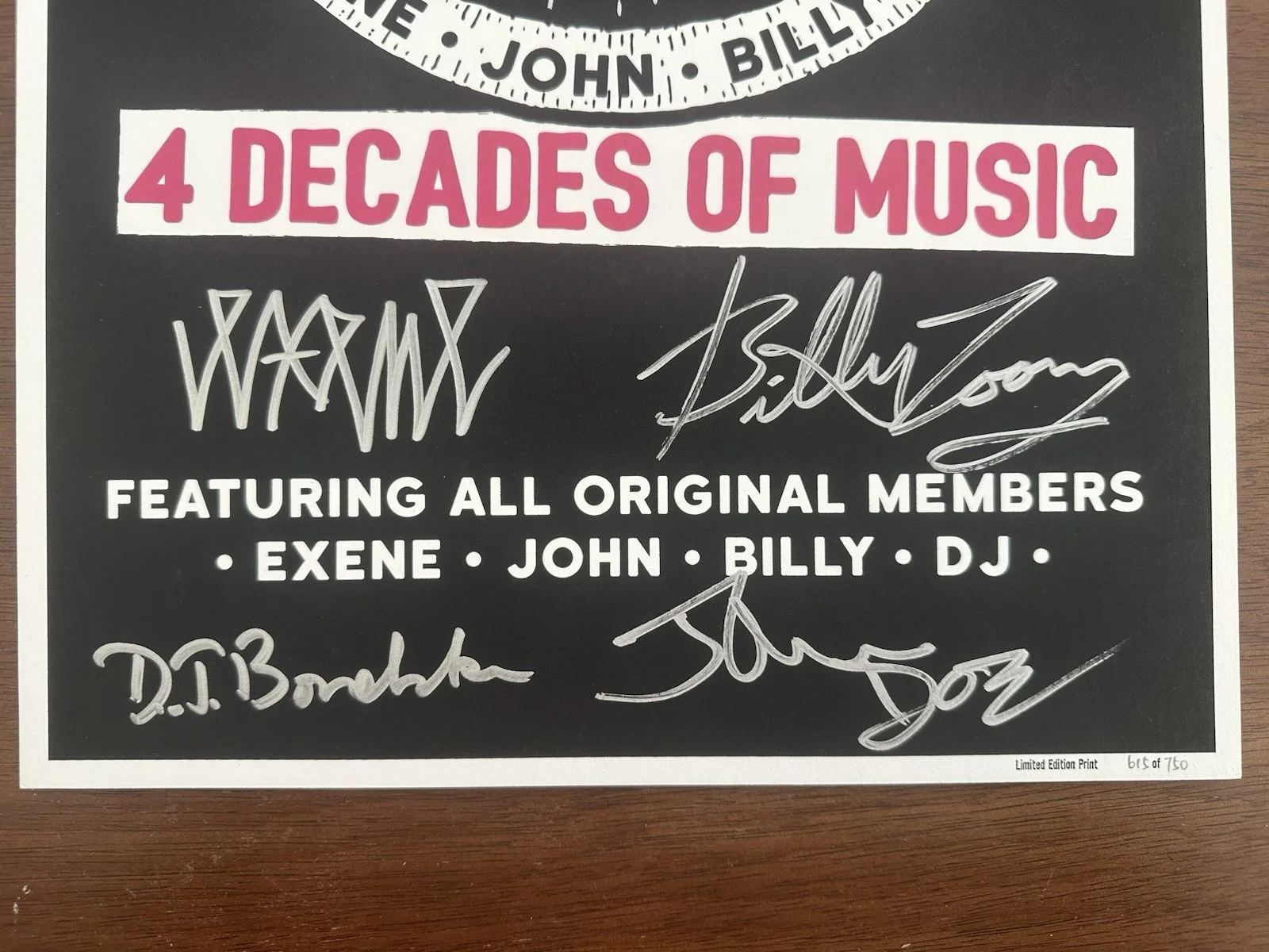 X The Band Signed 2017 Tour poster for their 40th anniversary #615/750, image 5