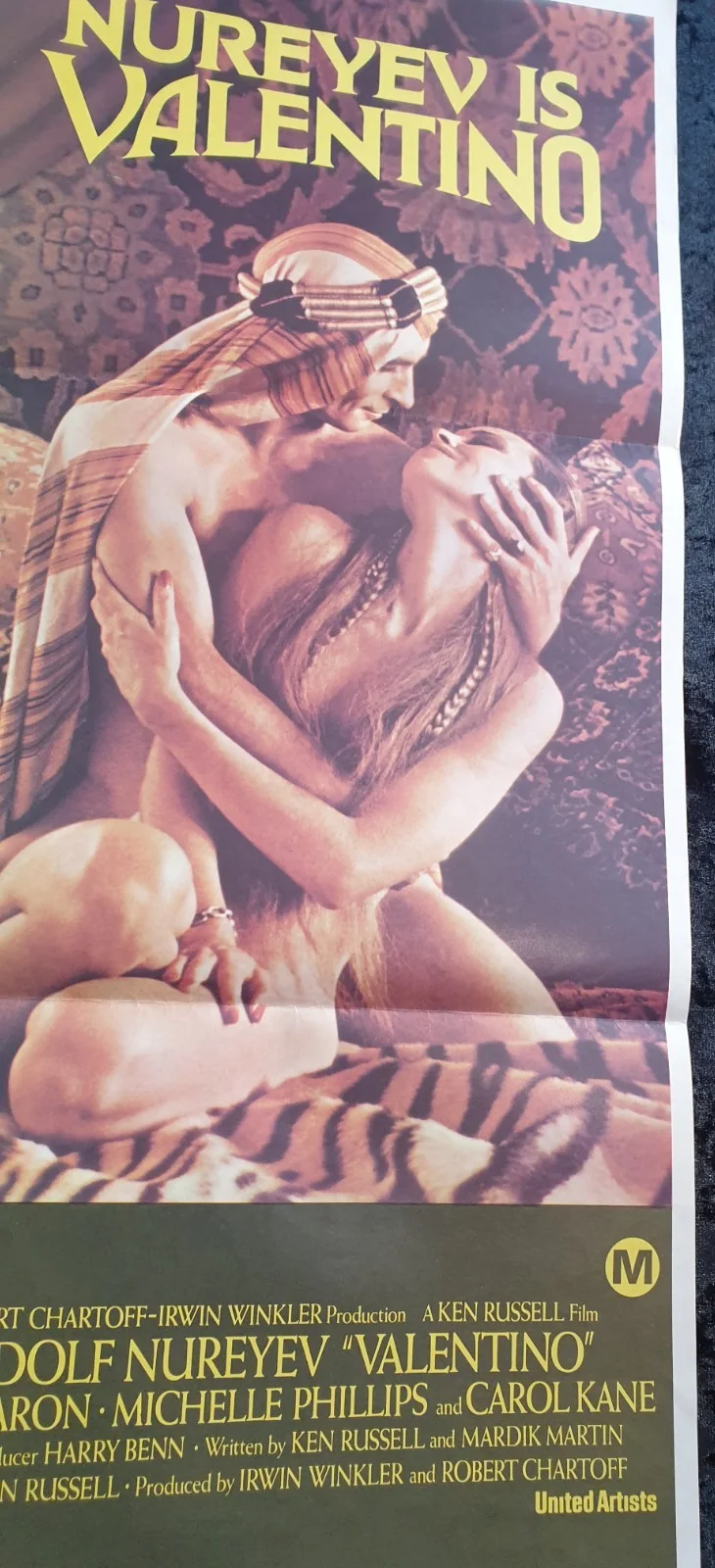 VALENTINO 1977 Portrait Film Poster Rudolf Nureyev Ken Russell Folded, изображение 5