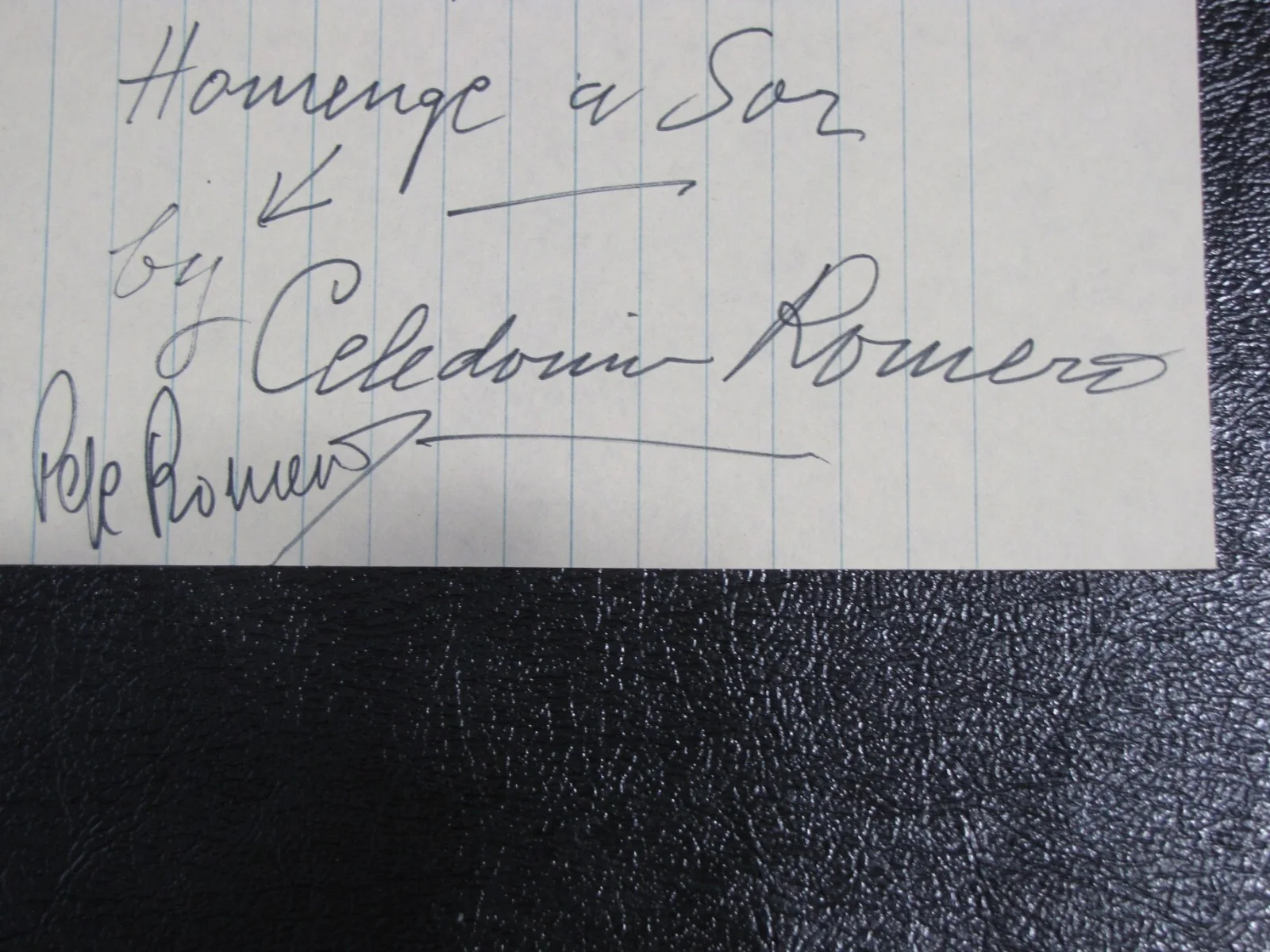 Pepe Romero (Los Romeros) Inscribed Signed Note Sheet 3/5/82 - Classical Guitar, image 3
