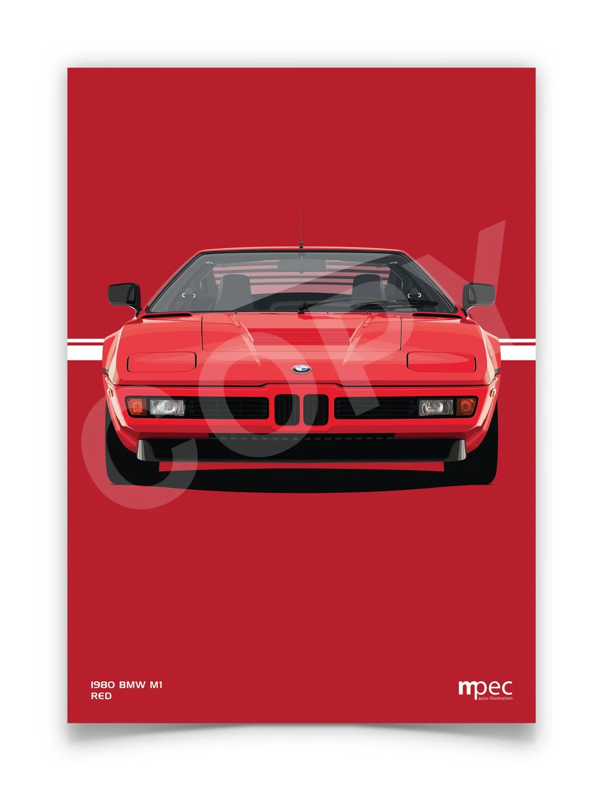 Poster Illustration BMW M1 Red Car - Various Sizes, image 2