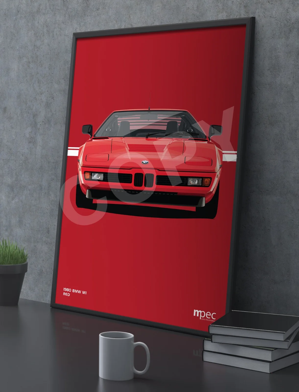 Poster Illustration BMW M1 Red Car - Various Sizes, image 3