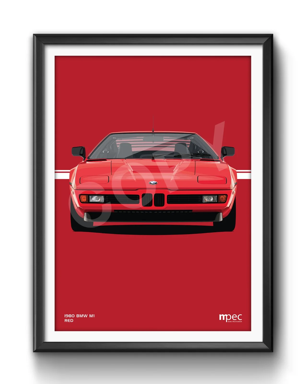 Poster Illustration BMW M1 Red Car - Various Sizes, image 4