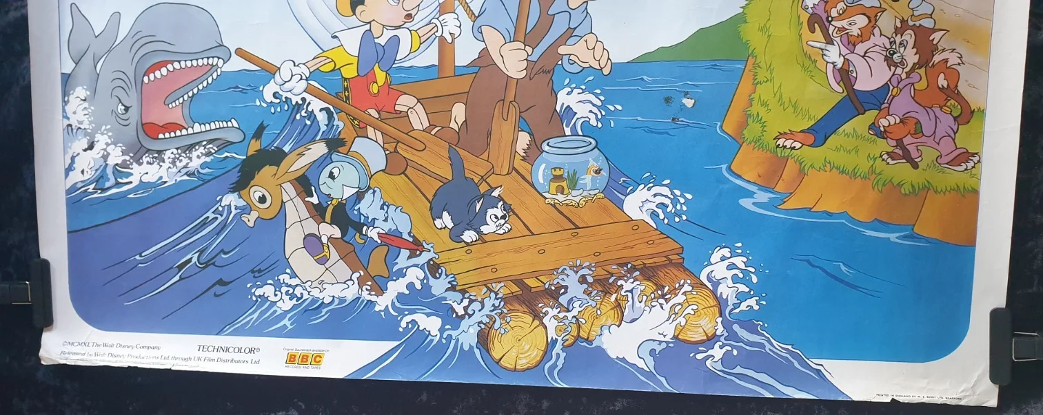 Pinocchio 1986 Disney UK Quad Poster 40x30 Rolled Original Re-Release, image 2