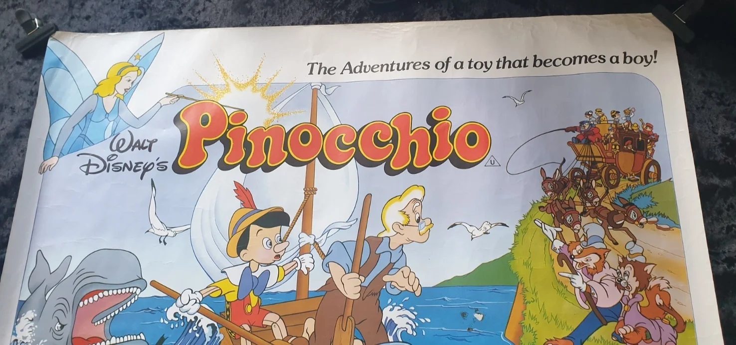 Pinocchio 1986 Disney UK Quad Poster 40x30 Rolled Original Re-Release, image 3