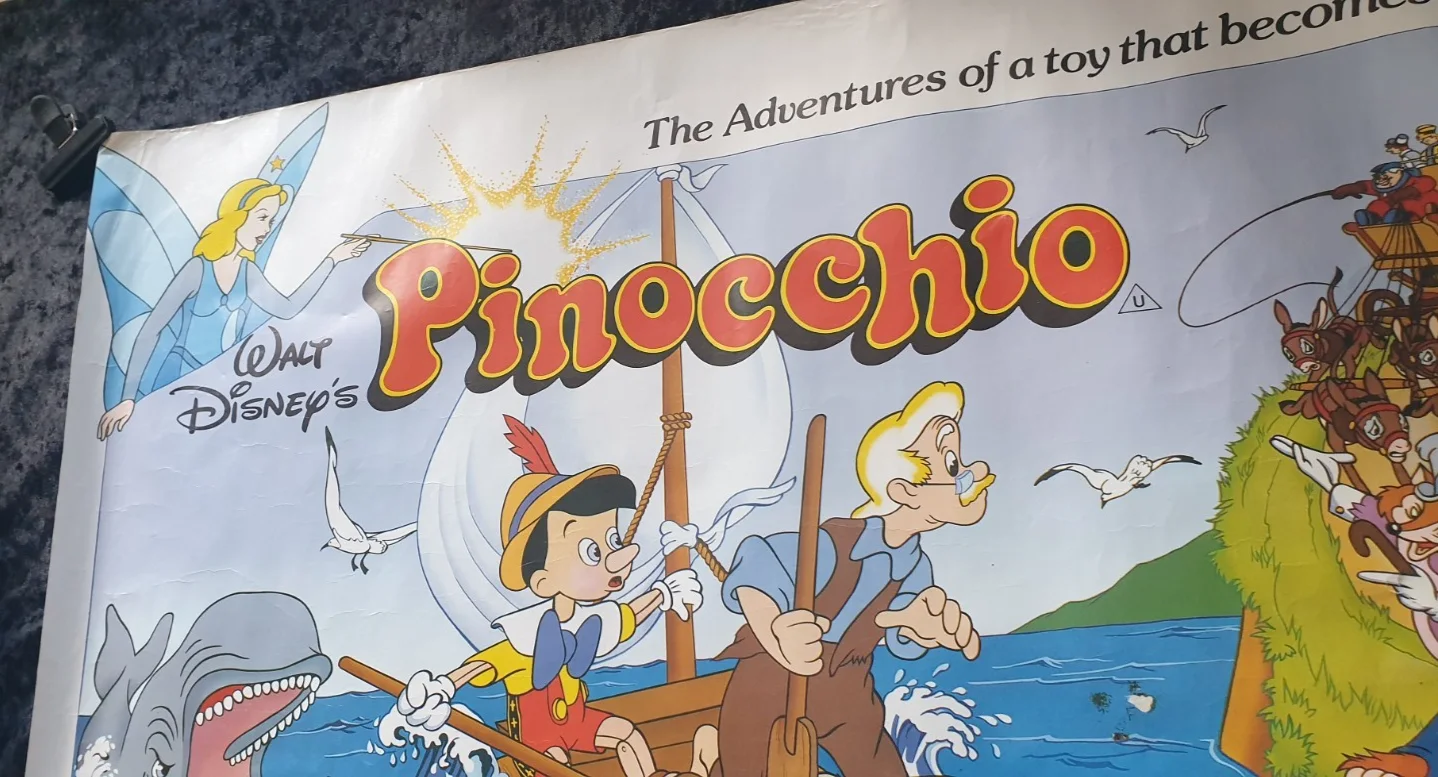 Pinocchio 1986 Disney UK Quad Poster 40x30 Rolled Original Re-Release, image 5