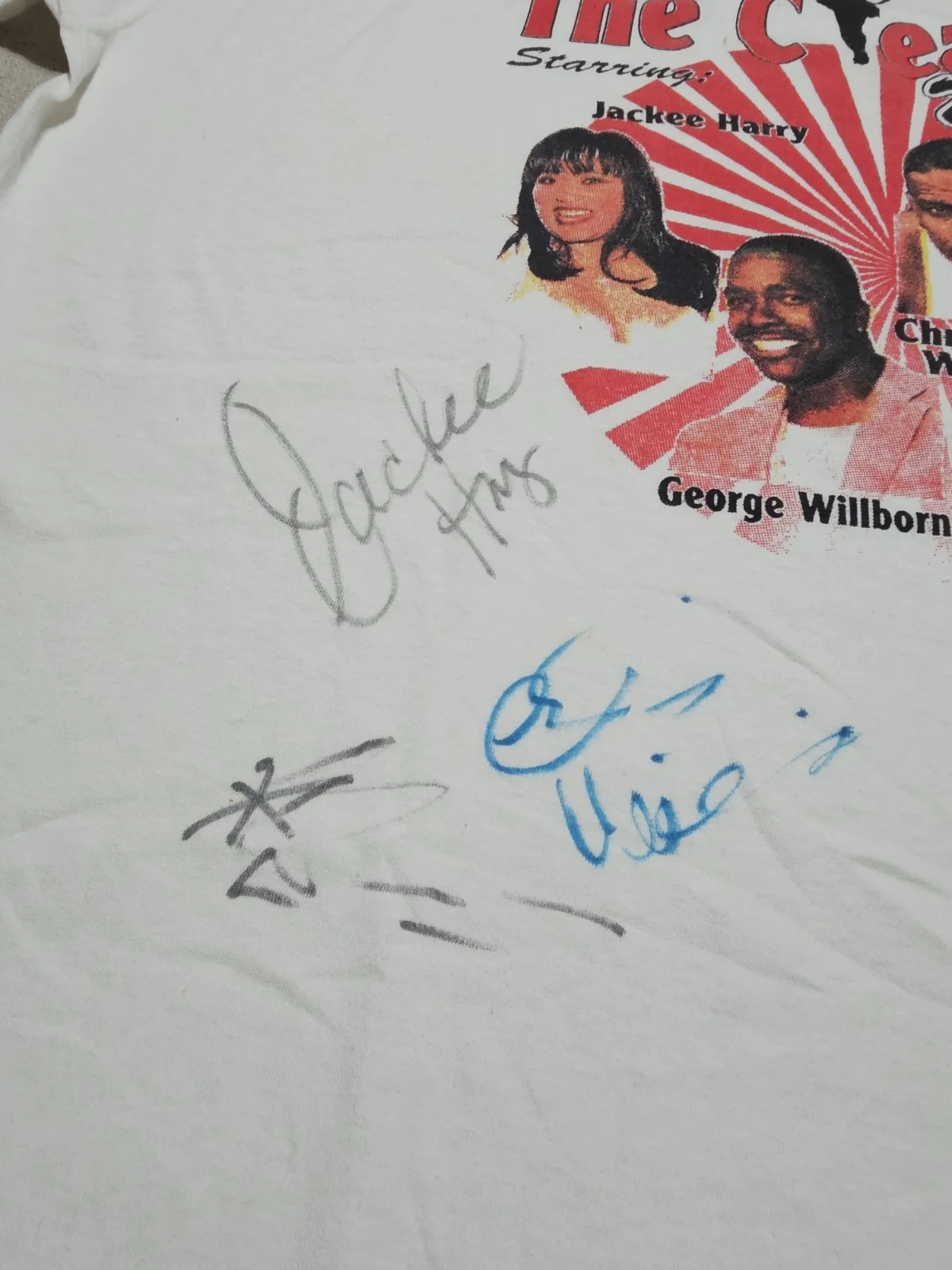 Jackee Harry Telma Hopkins Christopher Williams George Willborn — RARE The Clean Up Woman Play T-Shirt Signed By Cast Telma Hopkins Jackee Harry, изображение 4