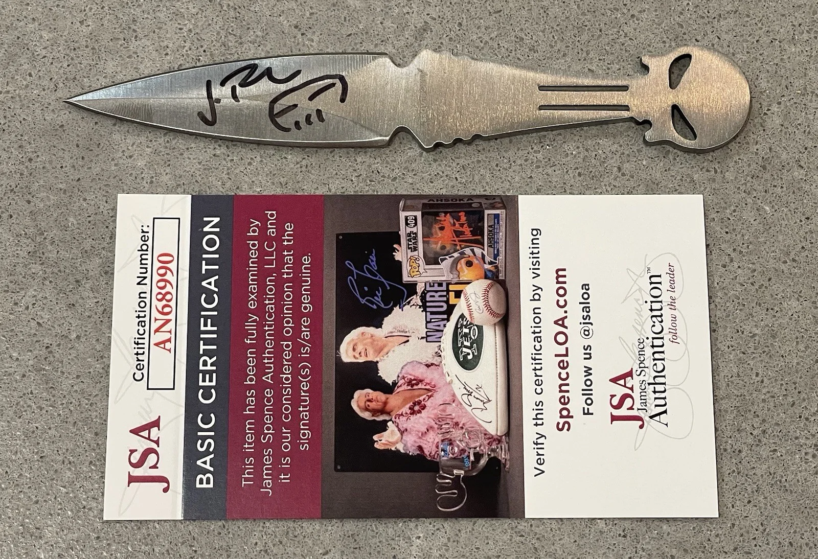 Jon Bernthal — Jon Bernthal SIGNED The Punisher Knife w/ JSA COA & Photo Proof ~ Throwing