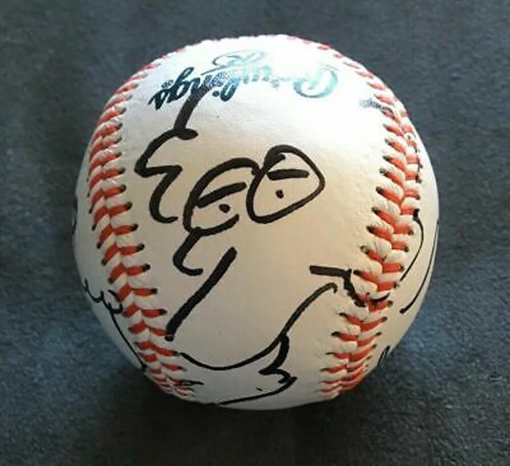 Caroll Spinney Signed Autographed Baseball Sesame Street Big Bird Sketch w/COA, image 2