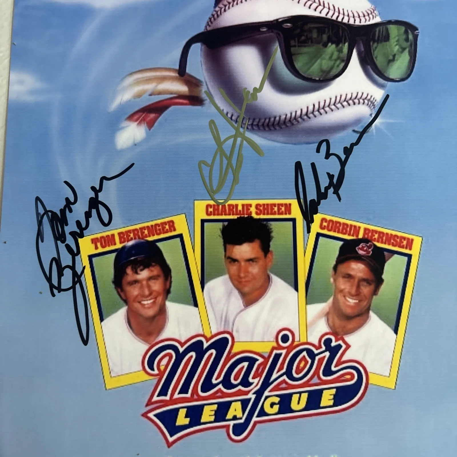 Charlie Sheen, Tom Berenger, Corbin Bernsen Hand Signed Major League 8x10 Photo, изображение 2