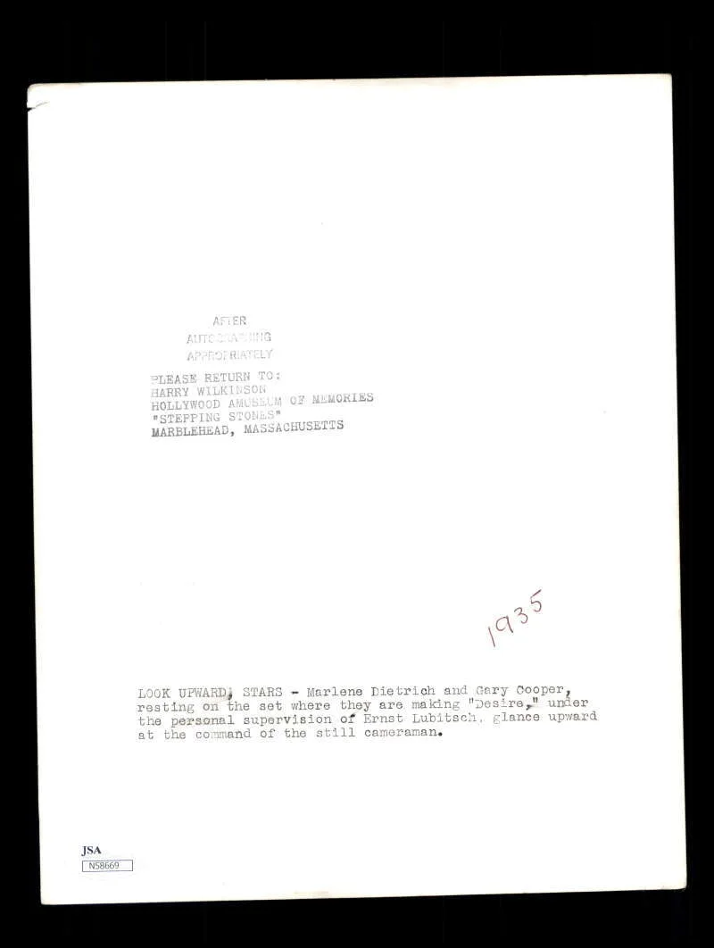 Marlene Dietrich — Marlene Dietrich JSA Coa Signed 8x10 Photo Autograph, image 2
