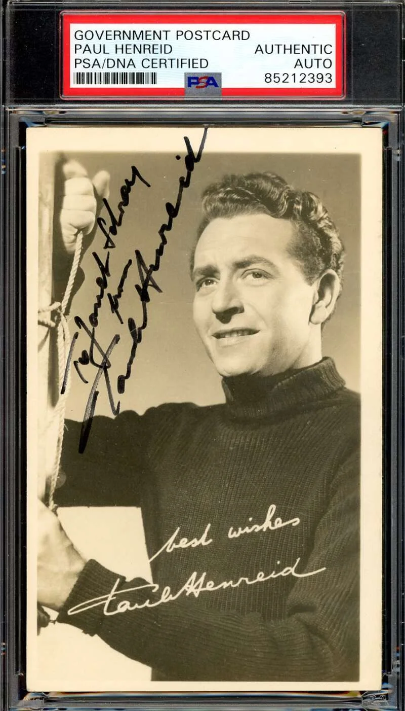Paul Henreid — Paul Henreid PSA DNA Signed 1946 Photo Postcard Autograph