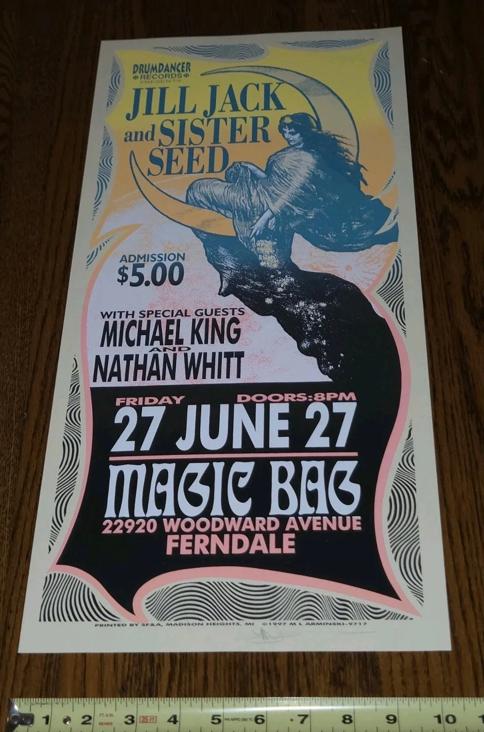 Jill Jack Sister Seed Concert Poster Magic Bag Michigan Signed Art Mark Arminski, image 2