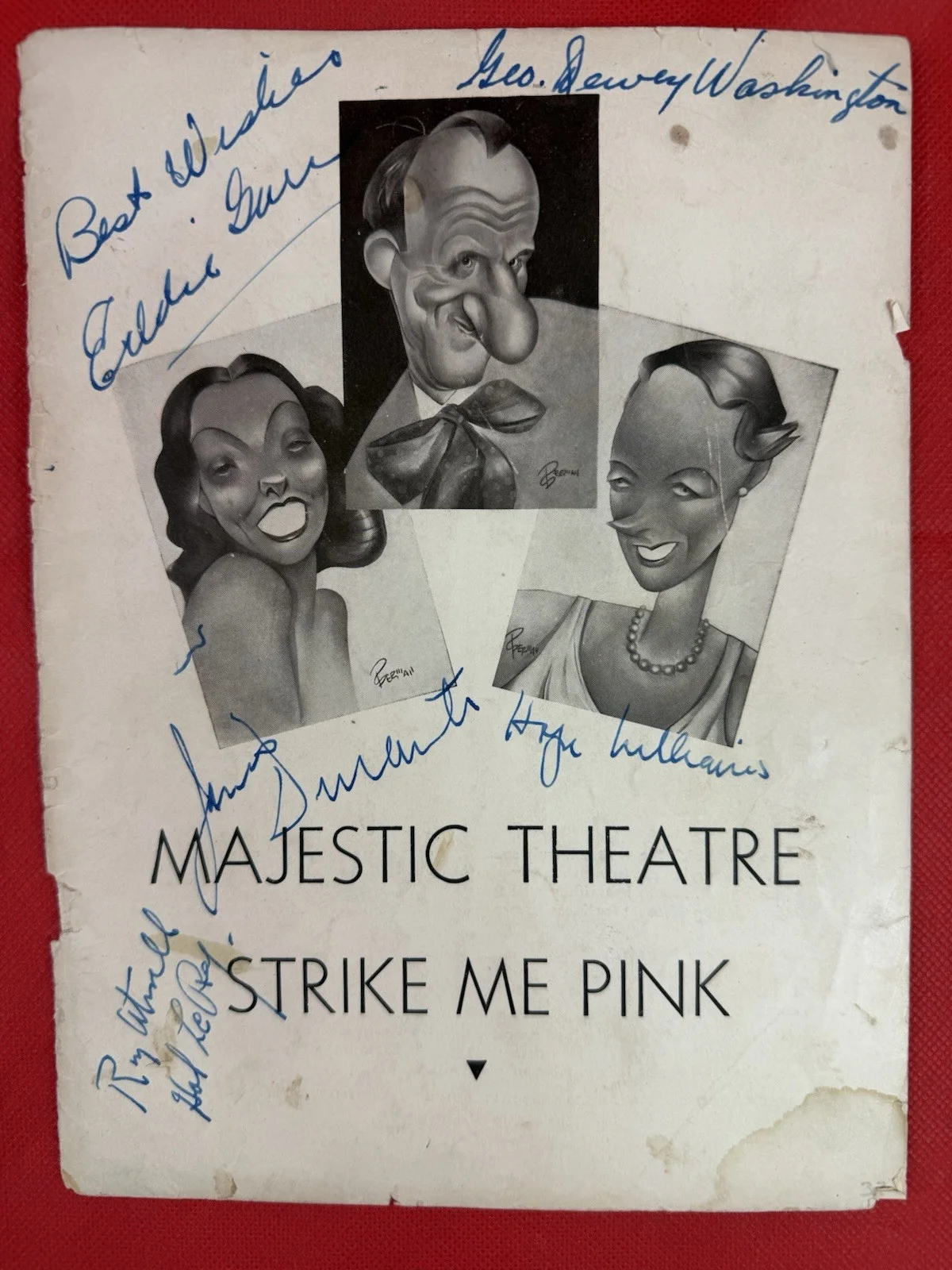 Jimmy Durante — 1933 Original Jimmy Durante Autographed Magazine Page “Strike Me Pink”, image 2
