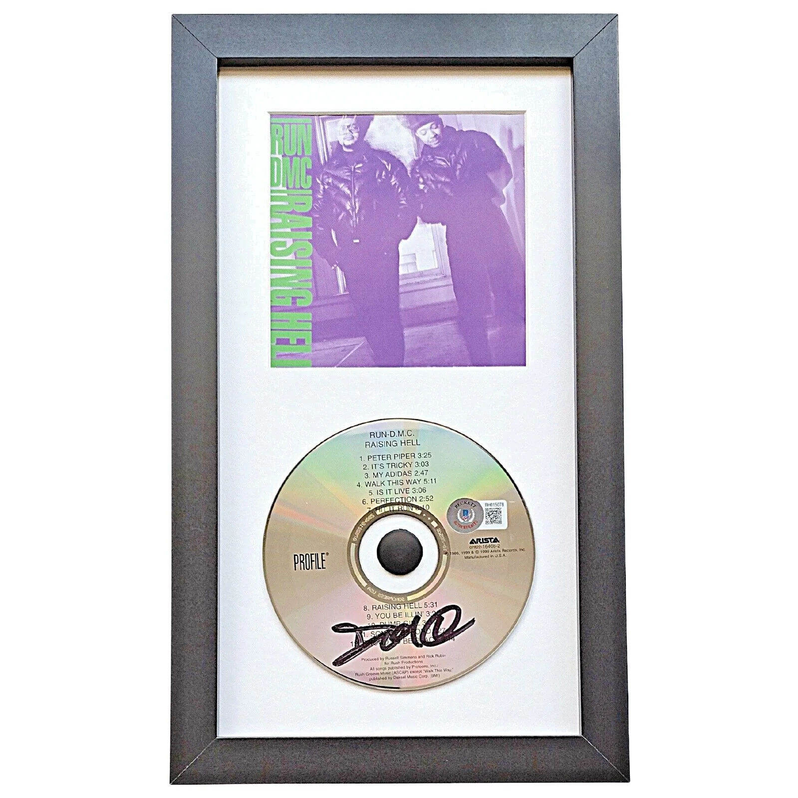 Darryl DMC McDaniels — Darryl McDaniels Run DMC Signed Raising Hell CD Framed Beckett BAS Rap Hip Hop, image 3
