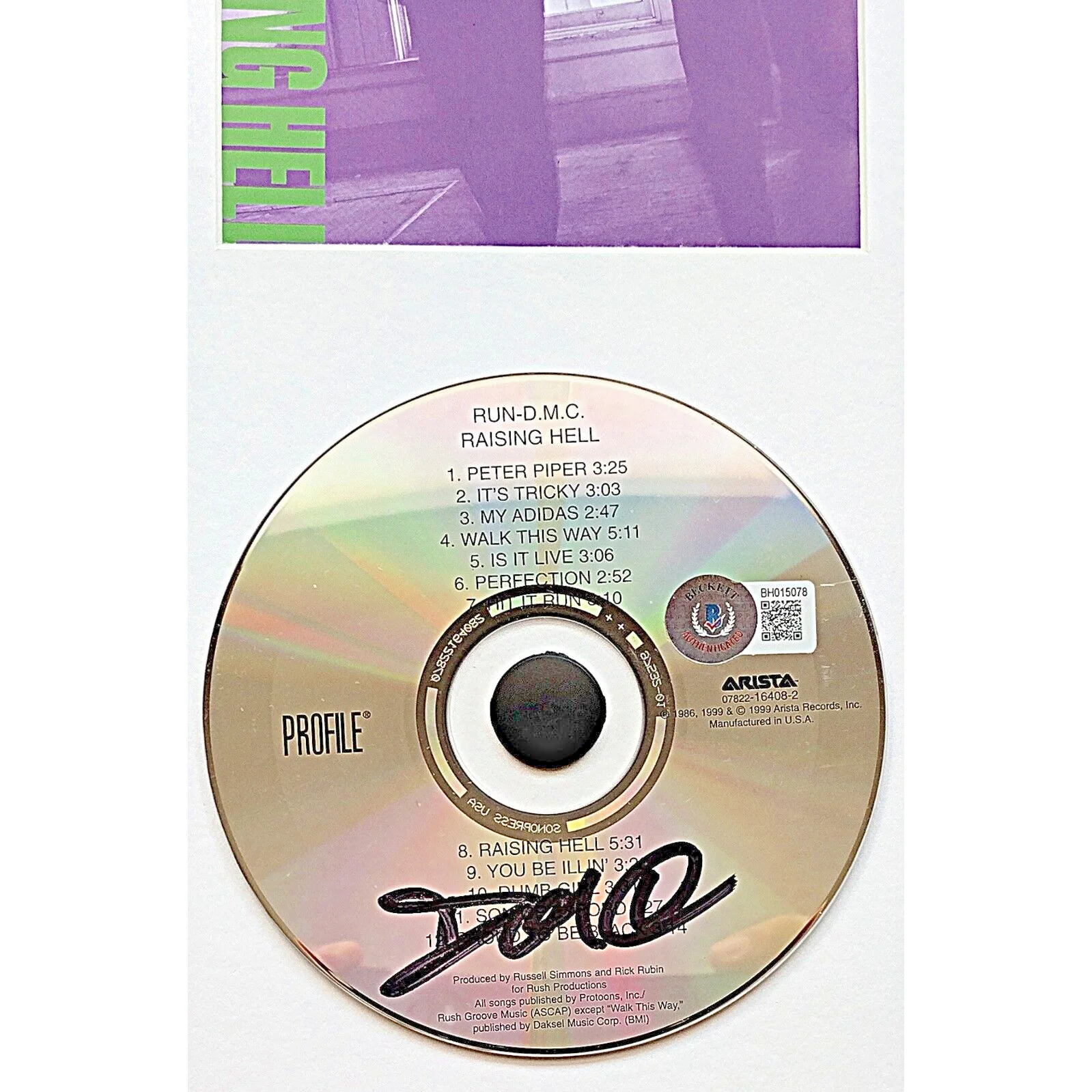 Darryl DMC McDaniels — Darryl McDaniels Run DMC Signed Raising Hell CD Framed Beckett BAS Rap Hip Hop, image 4