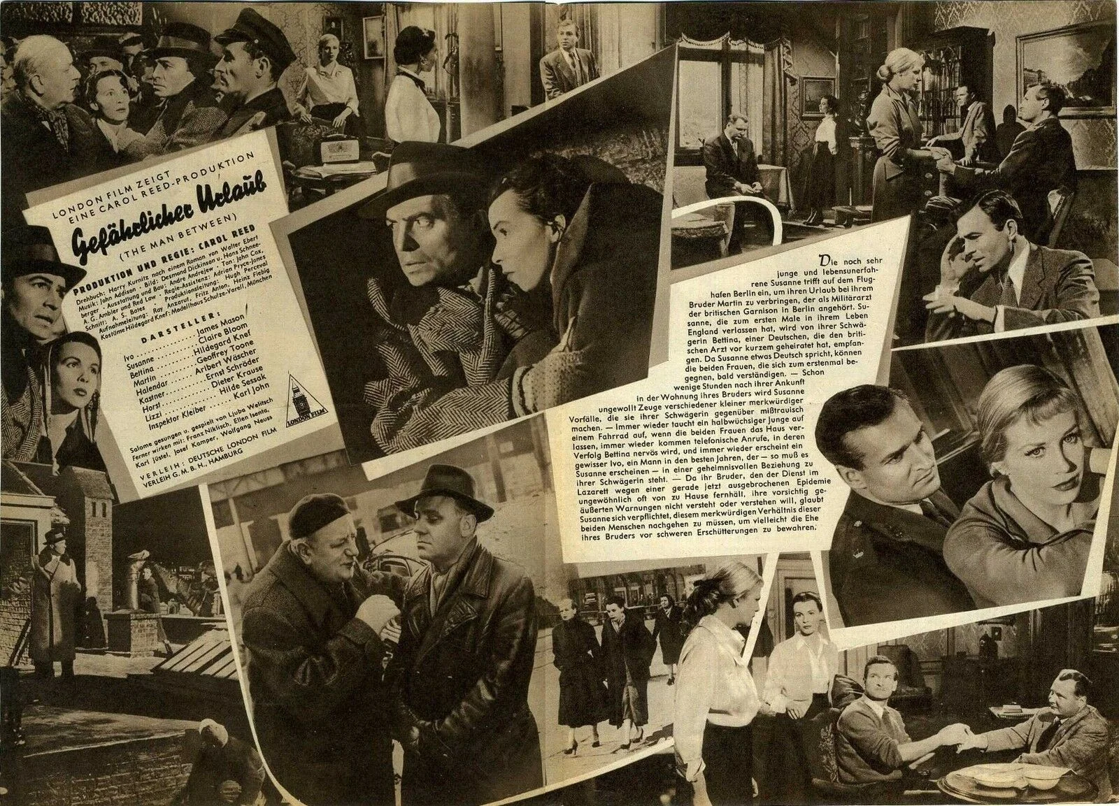 MAN BETWEEN 1953 James Mason, Claire Bloom GERMAN BROCHURE #2131, image 2